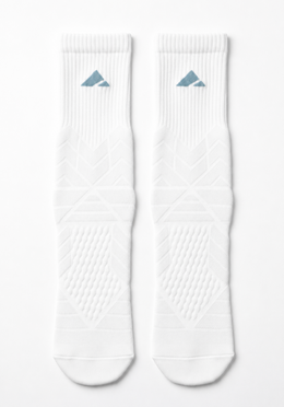 Layer FTR Performance Socks in Alpine White, front view

