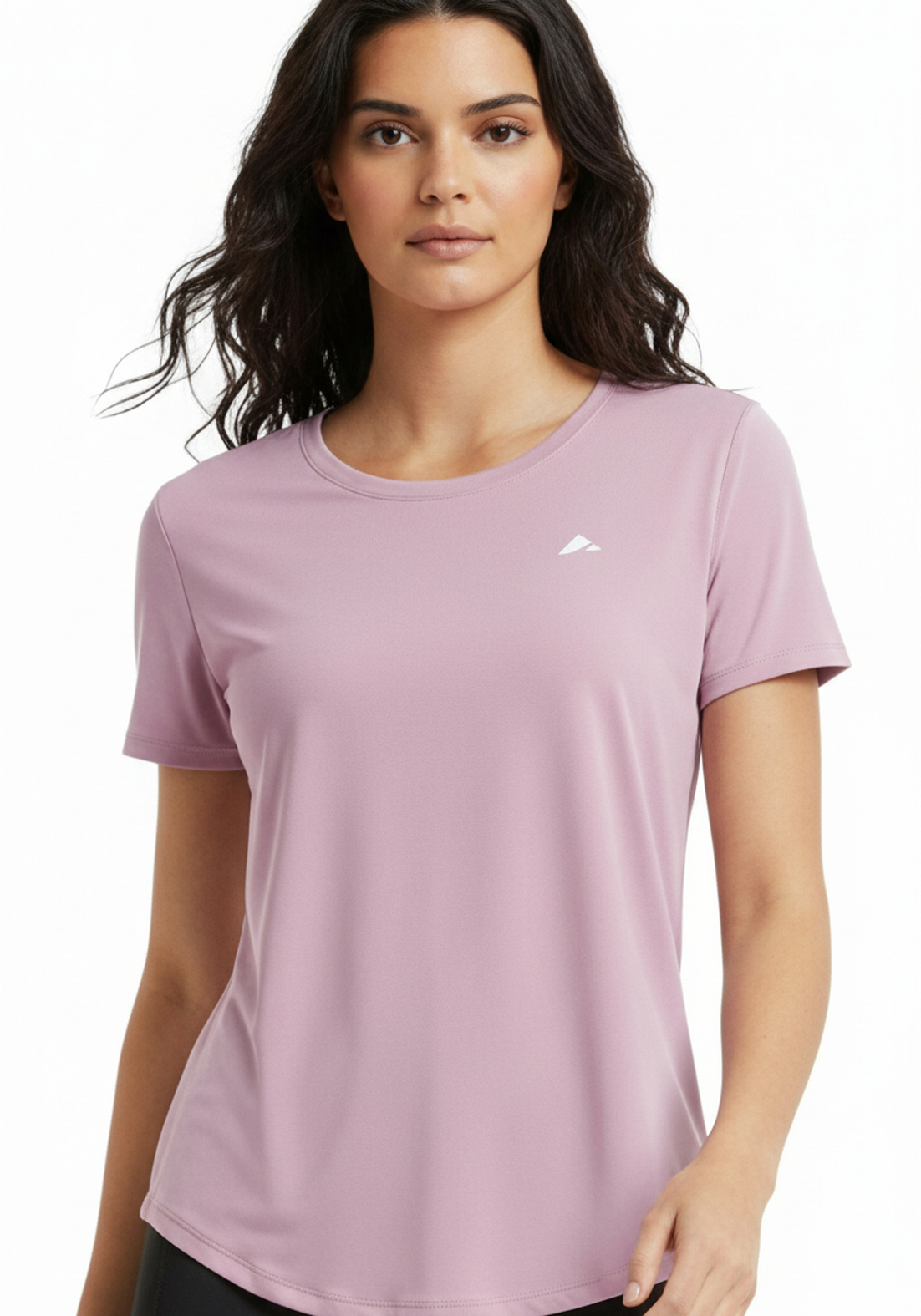 Close up of the Layer Flex Training Tee showing soft performance fabric and chest logo