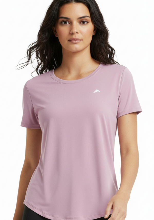 Close up of the Layer Flex Training Tee showing soft performance fabric and chest logo