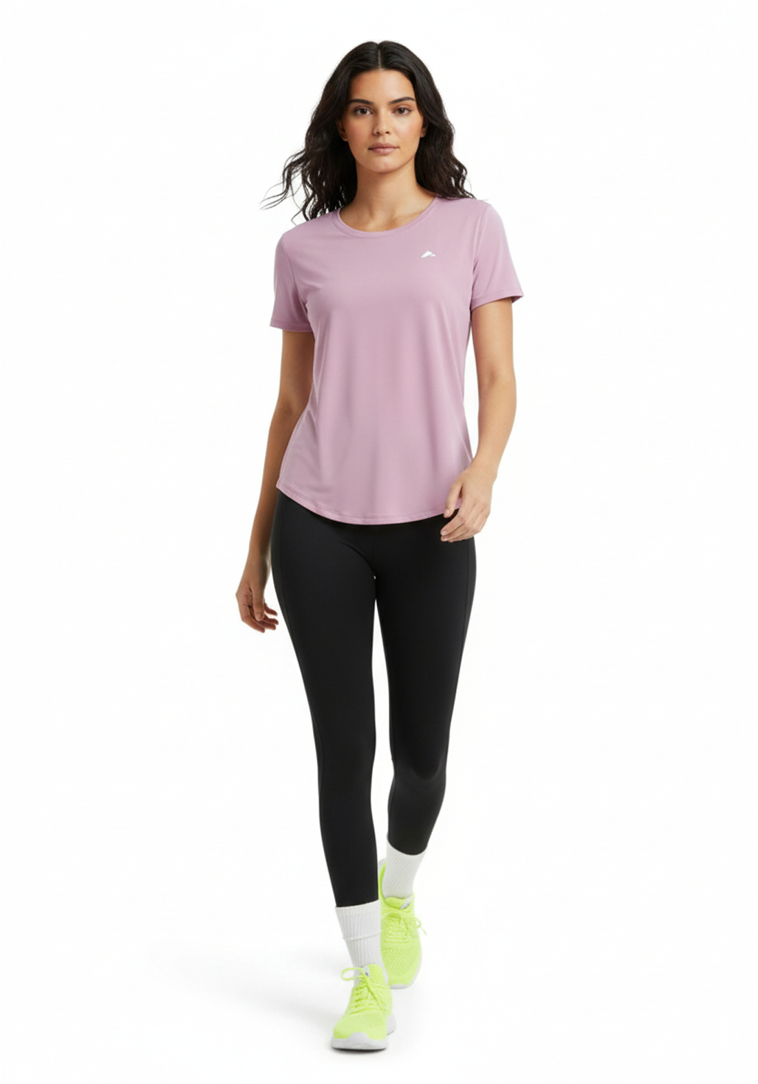 Front view of the Layer Flex Training Tee in dusty pink designed for training and movement