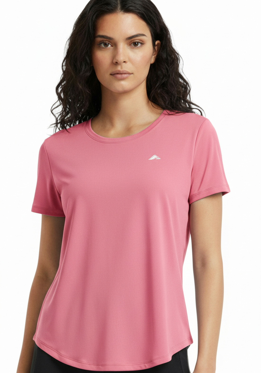 Layer womens Flex Training Tee in sakura pink shown from the front, lightweight performance training top