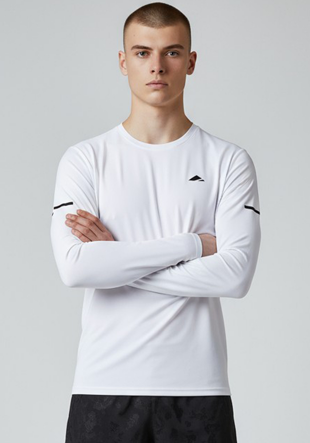 Layer Men’s For The Run Long Sleeve Tee in white – high-performance long sleeve top for endurance and comfort