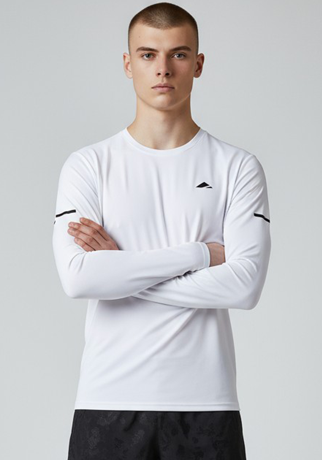 Layer Men’s For The Run Long Sleeve Tee in white – high-performance long sleeve top for endurance and comfort