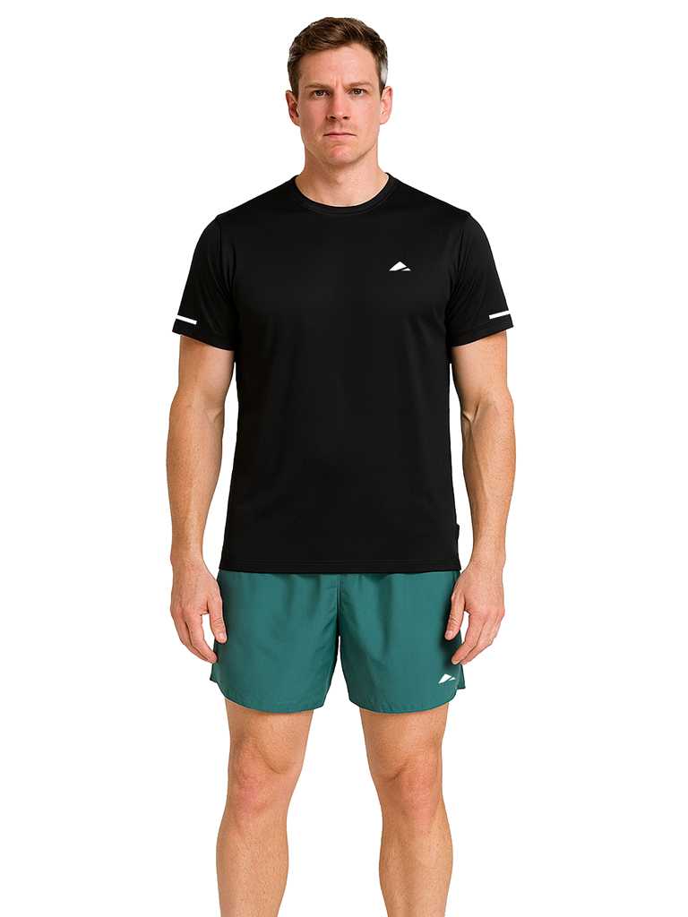 Layer Men’s For The Run Tee in black – lightweight performance T-shirt designed for running and everyday training