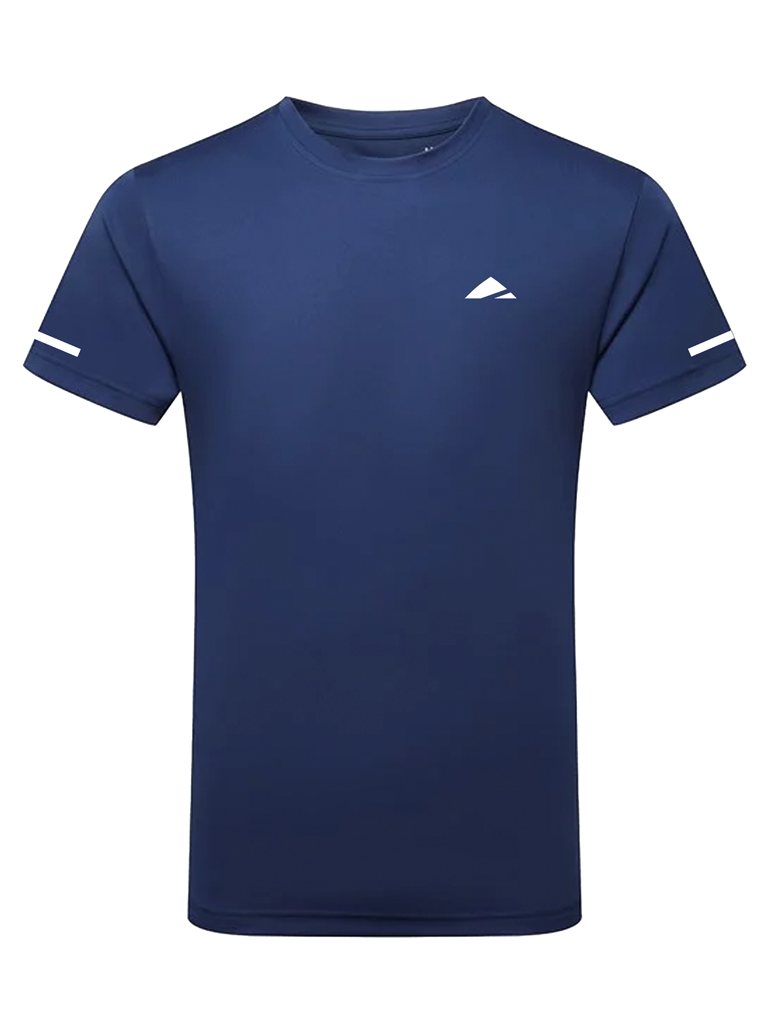 Layer Men’s For The Run Tee in navy – ghost mannequin front view showing refined minimalist design