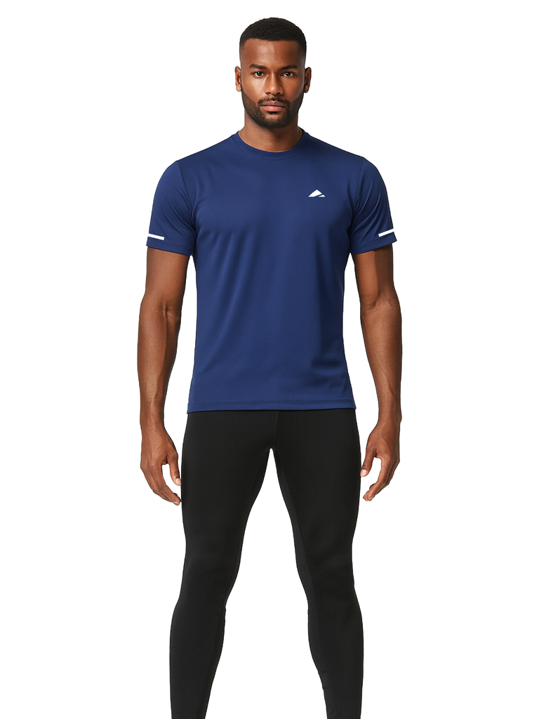 Layer Men’s For The Run Tee in navy – high-performance running top built for endurance and comfort