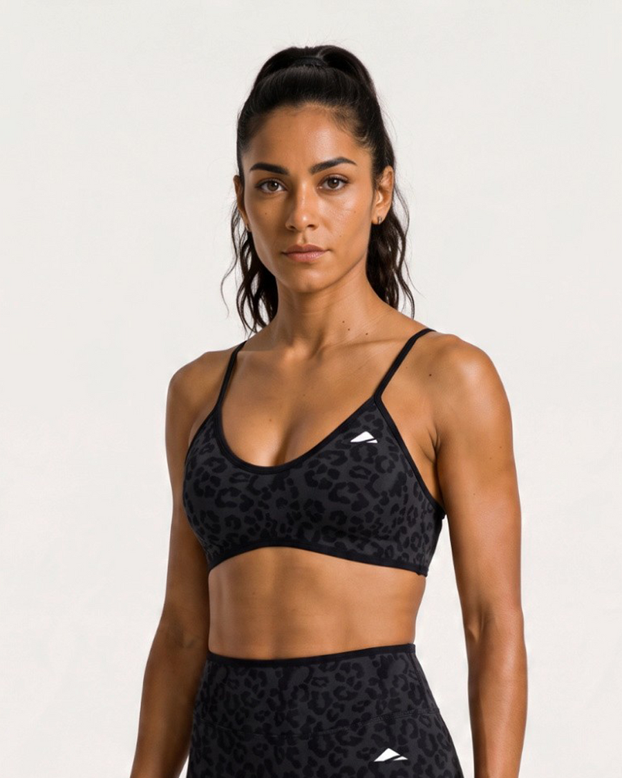 Fusion Training Bra - Black Leopard Print