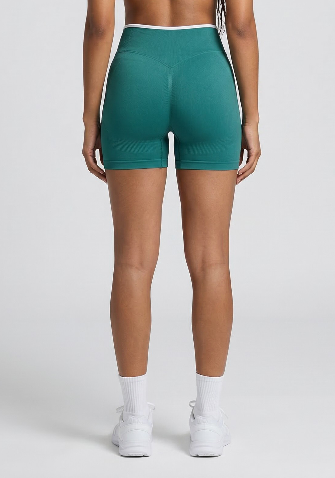 Layer Fusion 4 Training Shorts in Coastal Teal, back view
