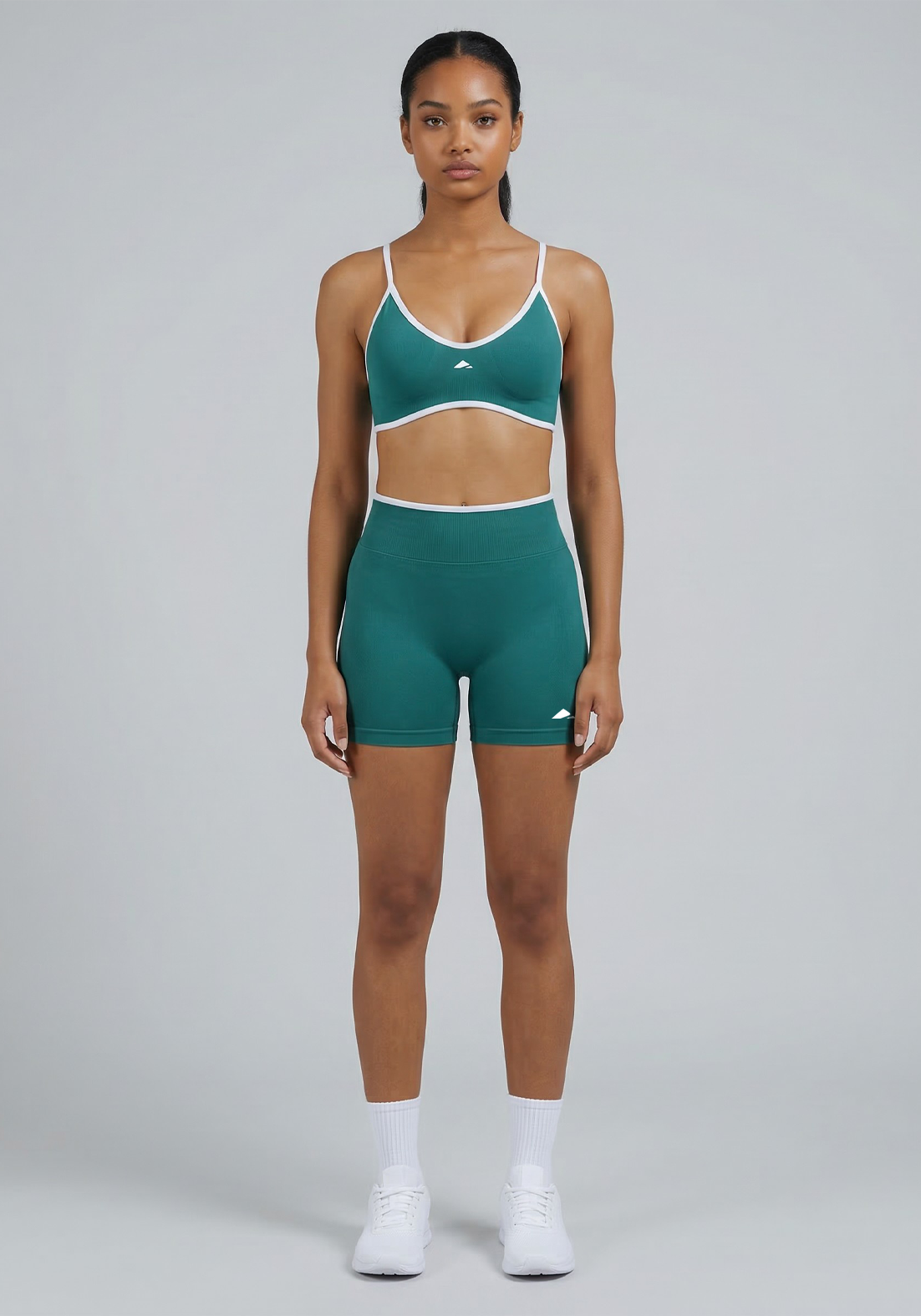 Layer Fusion 4 Training Shorts in Coastal Teal, full front view
