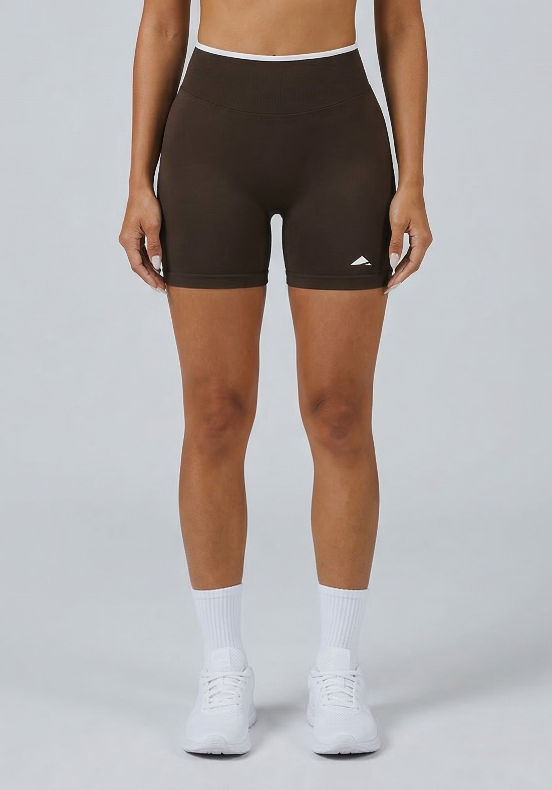 Layer Fusion 4 Training Shorts in Coffee, front view
