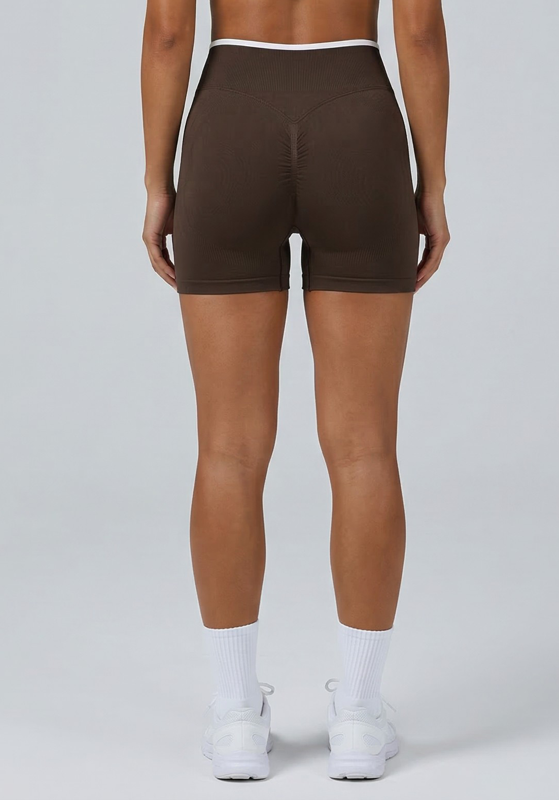 Layer Fusion 4 Training Shorts in Coffee, back view
