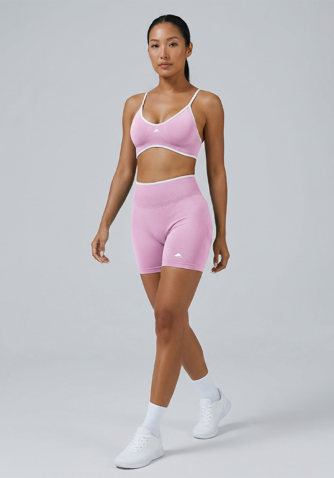 Layer Fusion 4 Training Shorts in Dawn Pink, front side view
