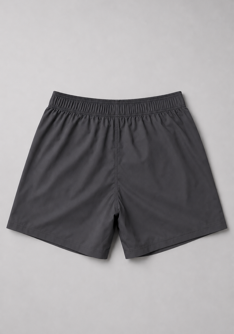 Layer Hybrid 7" Training Shorts in Dark Grey, back flatlay
