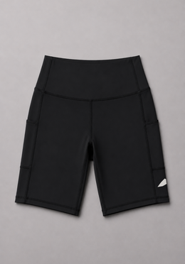 Layer Hybrid Training Tight Shorts in Black, flat lay

