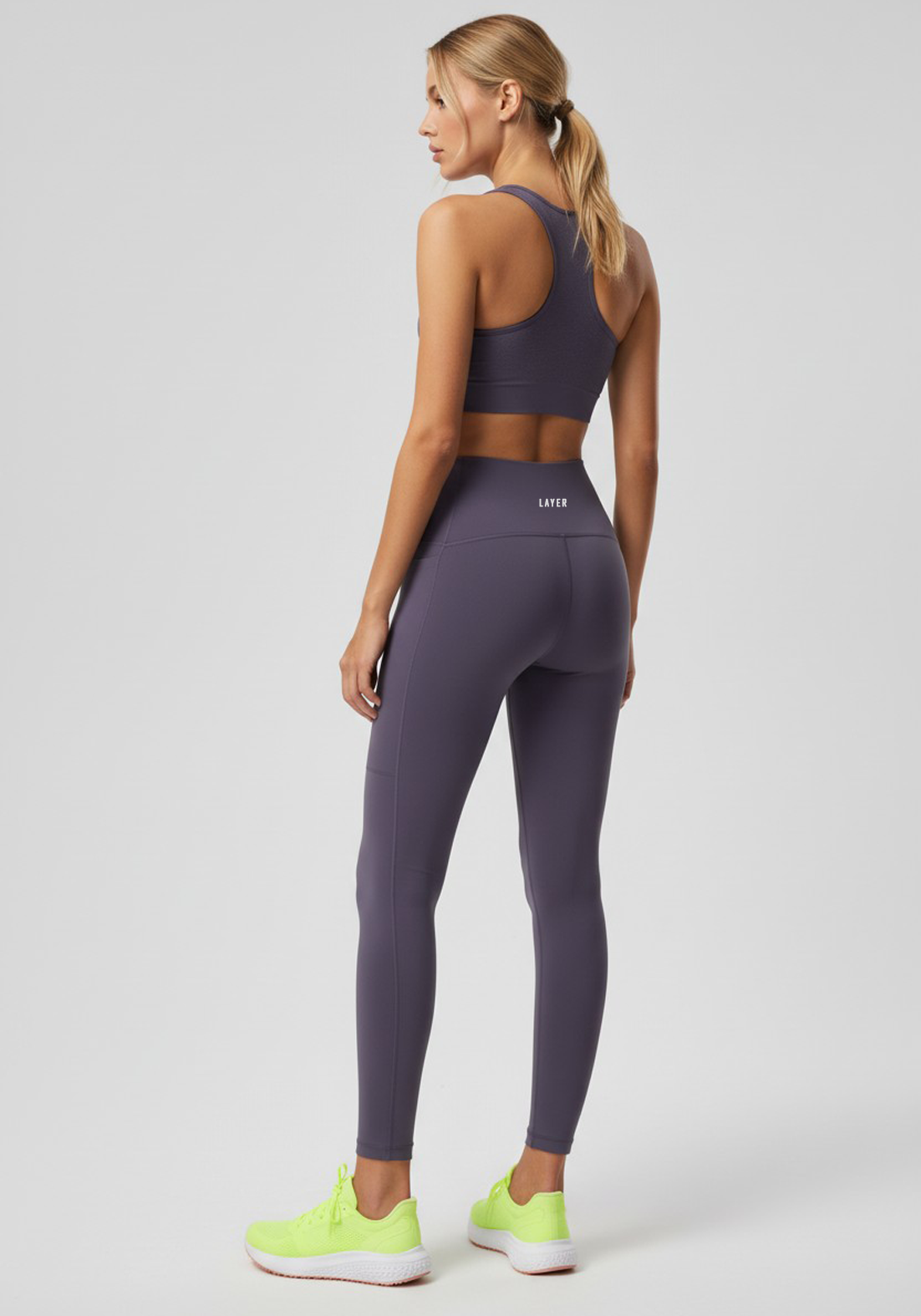Layer LRX Training Leggings in Purple, back side view
