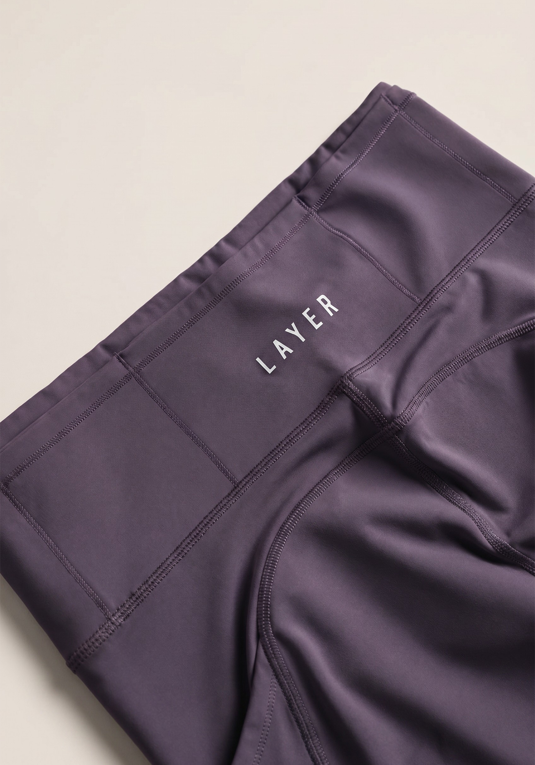 Layer LRX Training Leggings in Purple, waistband detail
