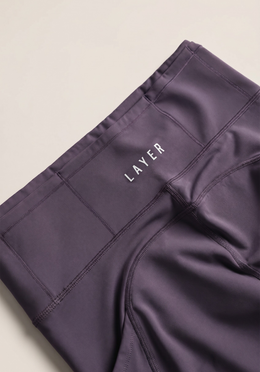 Layer LRX Training Leggings in Purple, waistband detail
