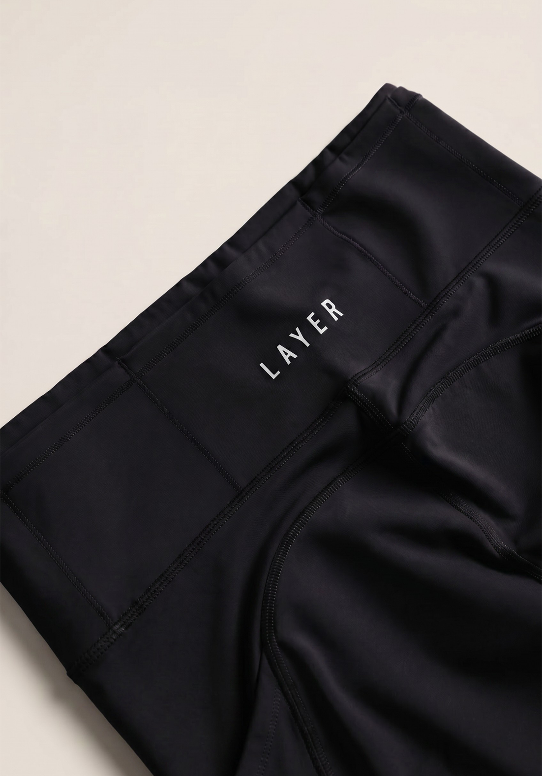 Layer LRX Training Leggings in Black, waistband close up detail
