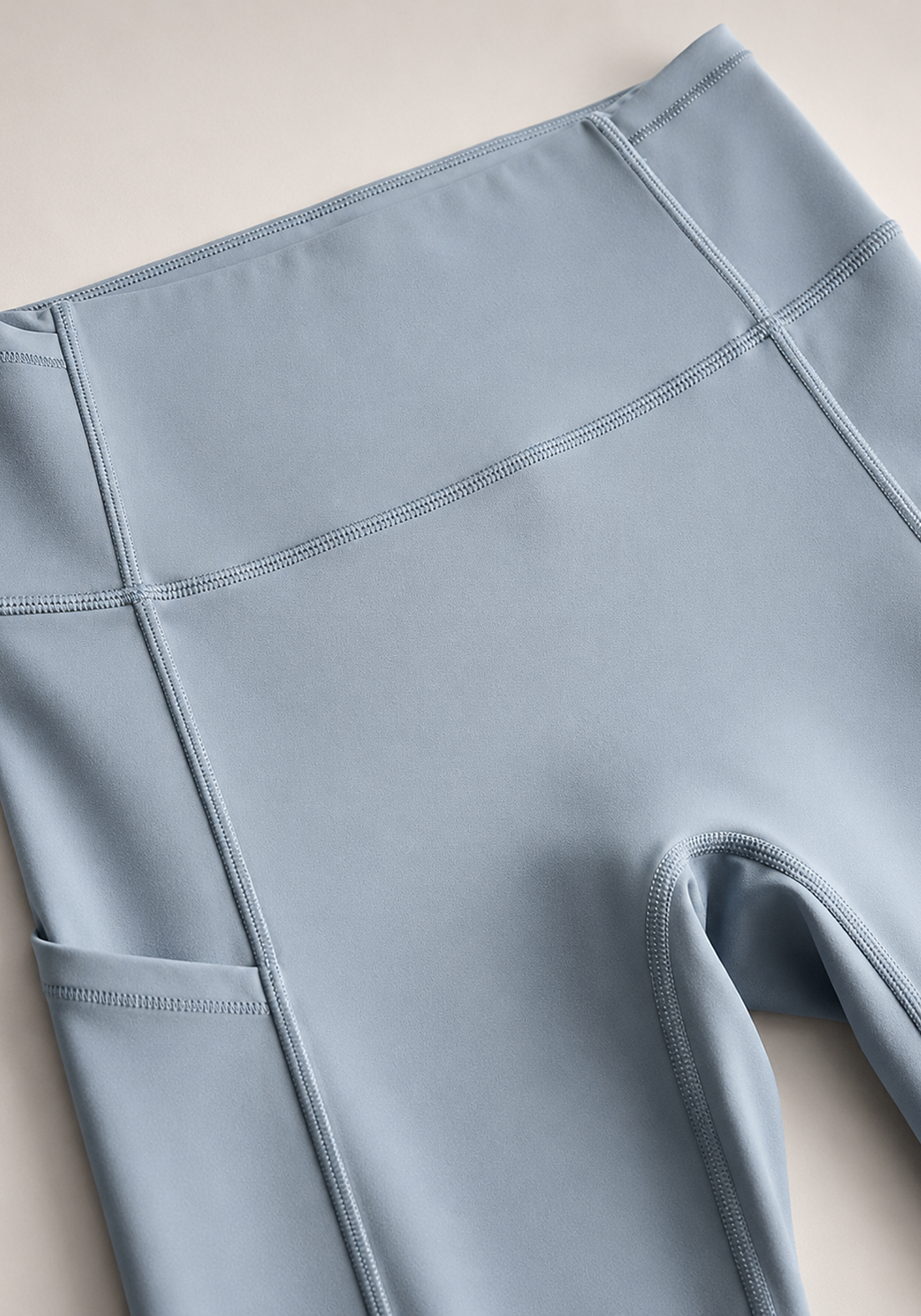 Layer LRX Training Leggings in Glacier Blue, waistband close up detail view
