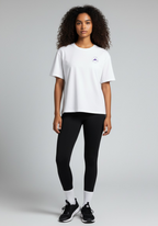 Layer Women’s FTR boxy graphic tee white full front view worn by female athlete