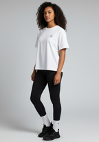 Layer Women’s FTR boxy graphic tee white front angled view relaxed boxy fit