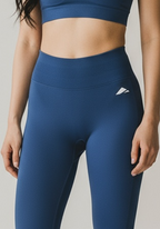 Layer Lift Training Leggings in navy, front close-up of smooth fabric
