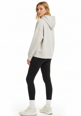 Layer Love Your Run Women's hoodie in warm grey, back view
