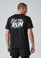 Men’s black Layer FTR graphic running tee back view showing For The Run graphic