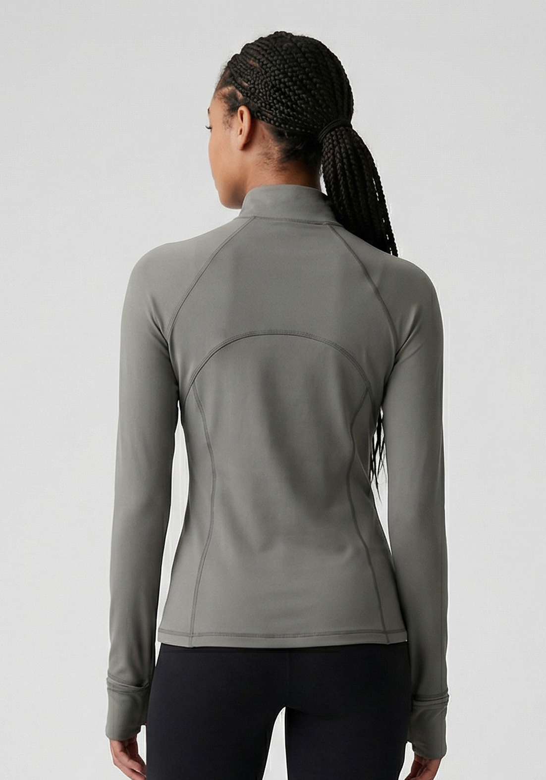 Layer Training 1/4 Zip in Khaki, back view
