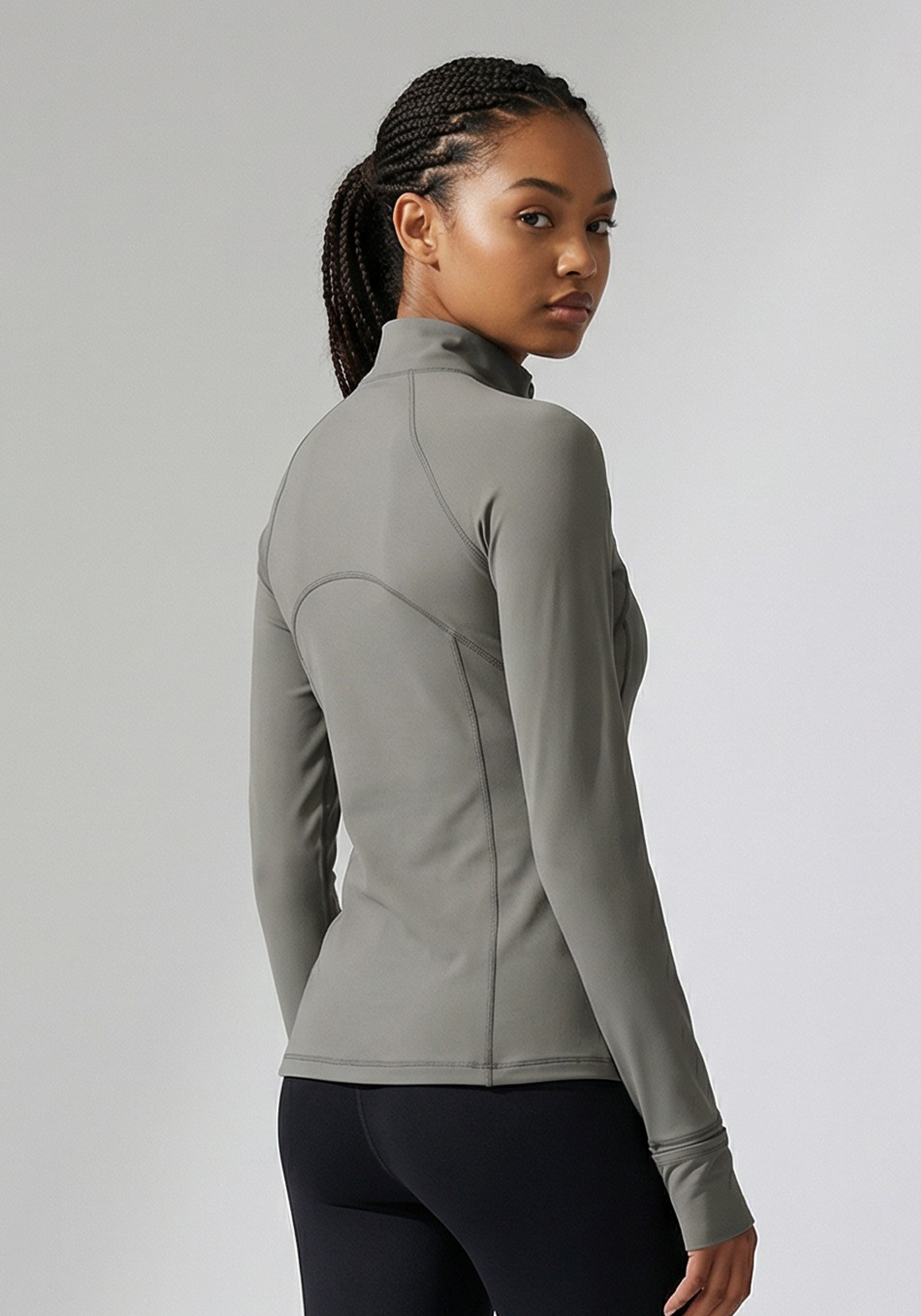 Layer Training 1/4 Zip in Khaki, angled view
