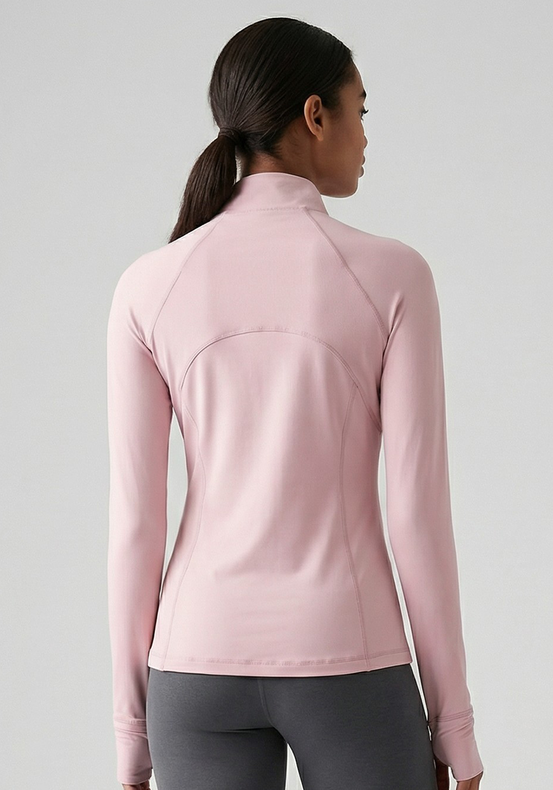 Layer Training 1/4 Zip in Soft Pink, back view
