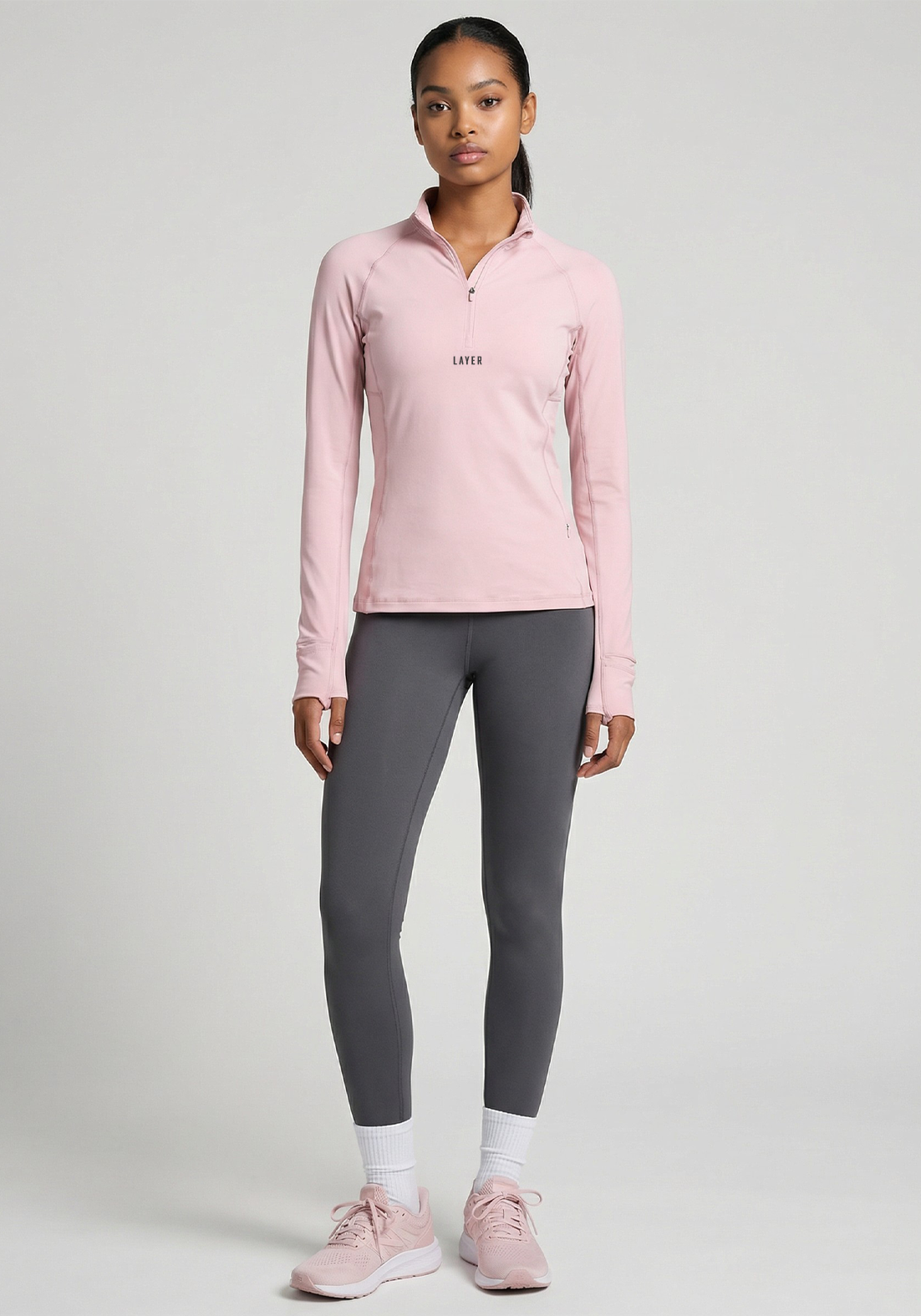 Layer Training 1/4 Zip in Soft Pink, full view
