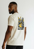 Layer Run The City Tee in New York, back view with city graphic
