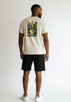 Layer Run The City Tee in New York, back view with city graphic full
