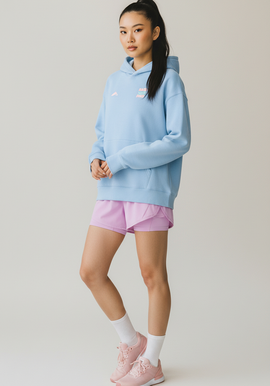 Layer Race Your Pace Run Club Hoodie in Sky Blue, angled view
