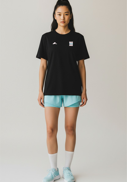 Layer Race Your Pace Run Club Tee in black, side view
