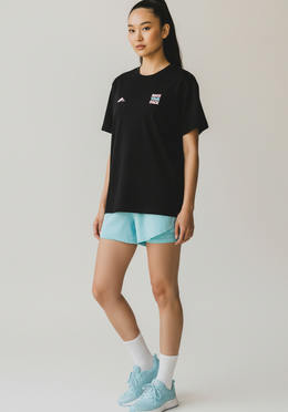 Layer Race Your Pace Run Club Tee in black, angled view
