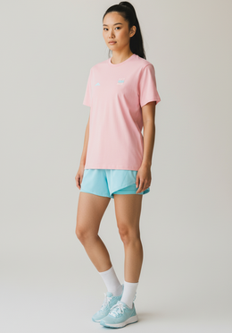 Layer Race Your Pace Run Club Tee in Soft Pink, angled view
