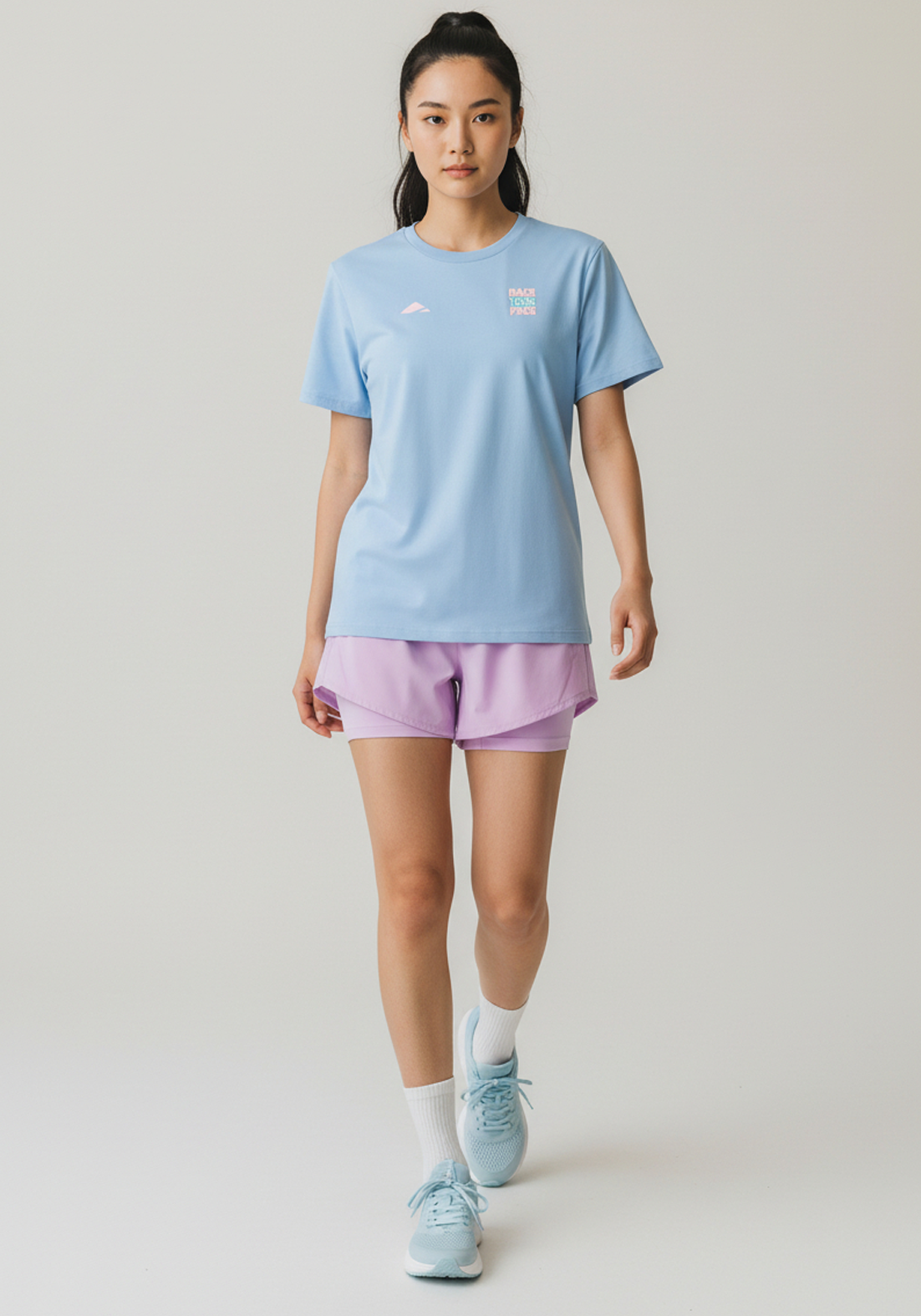 Layer Race Your Pace Run Club Tee in Sky Blue, full front view

