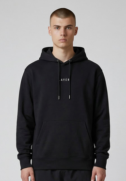Layer Race Your Pace Symbol Hoodie in Black, front view
