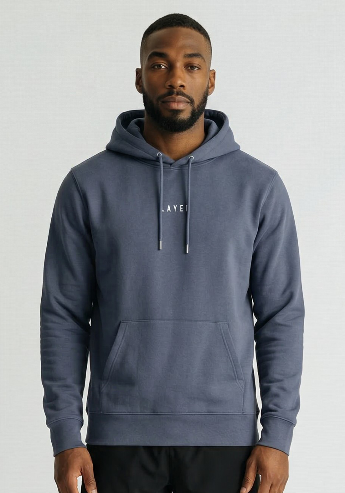 Layer Race Your Pace Symbol Hoodie in Storm, front view
