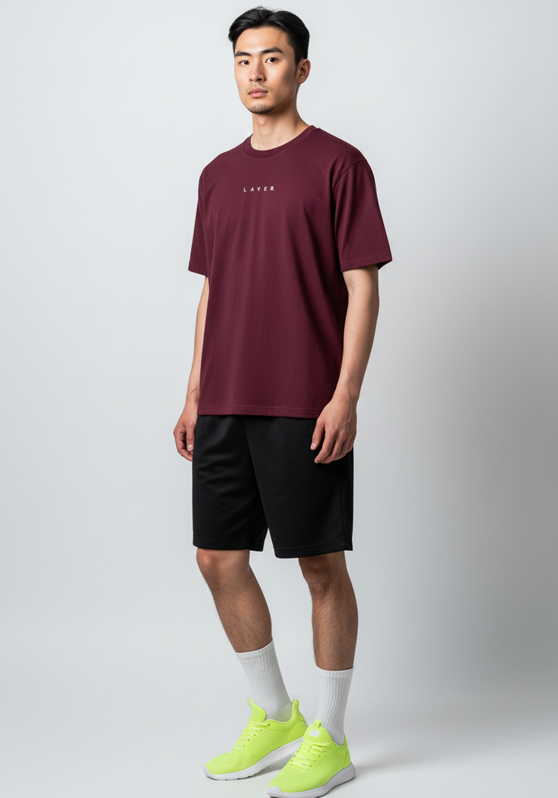 Layer Race Your Pace Symbol Tee in Plum, angled view

