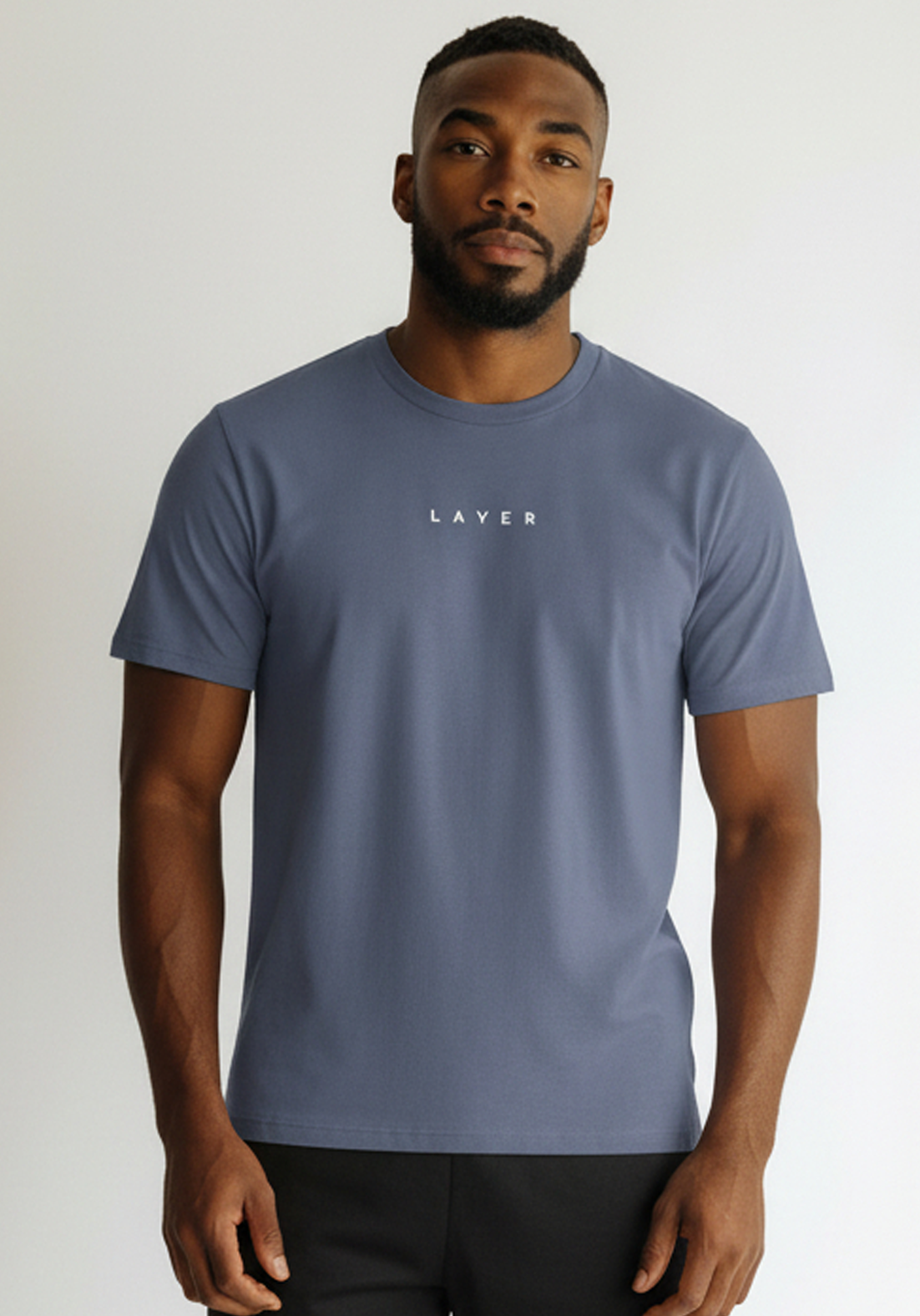 Layer Race Your Pace Symbol Tee in Storm, front view

