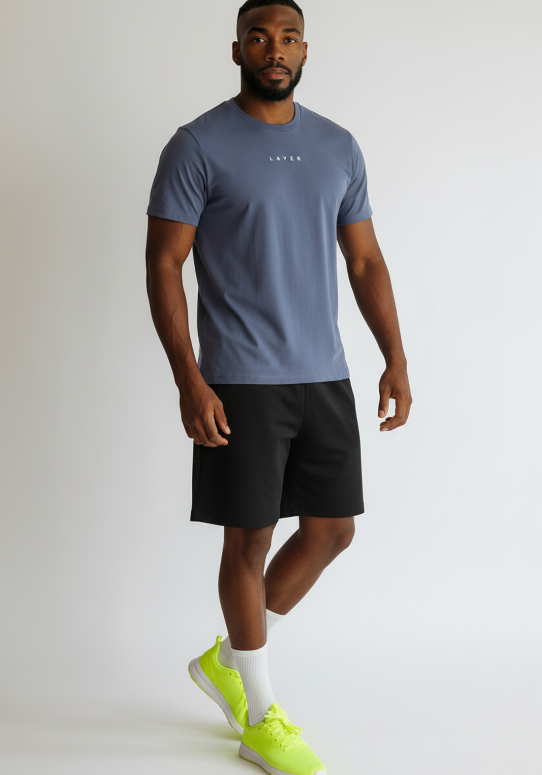 Layer Race Your Pace Symbol Tee in Storm, angled view
