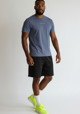 Layer Race Your Pace Symbol Tee in Storm, angled view
