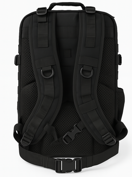 Layer Renegade Pro backpack in black, back view with padded straps
