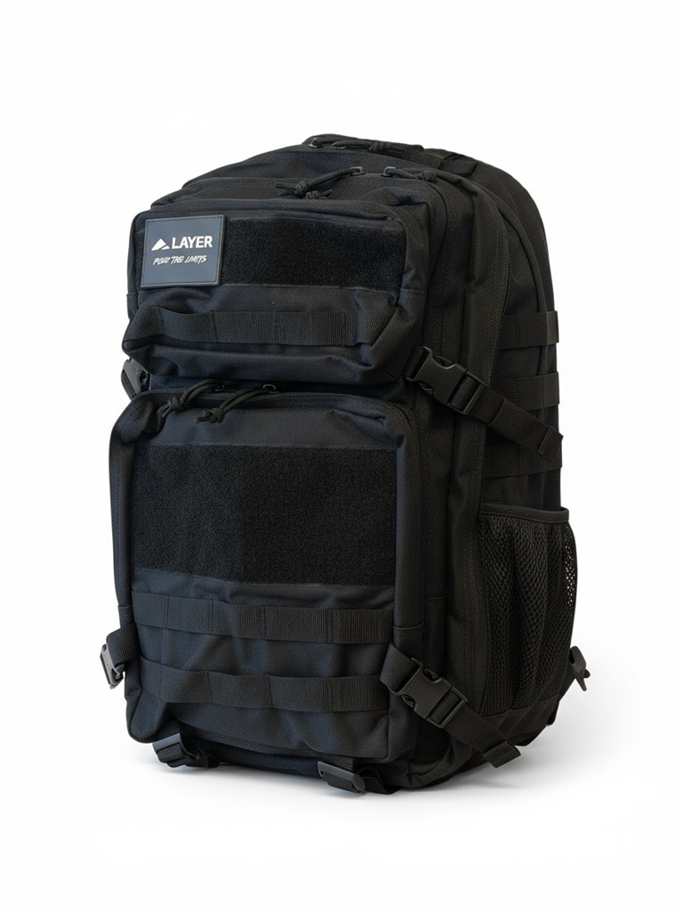 Layer Renegade Pro backpack in black, front view
