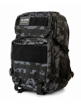 Layer Renegade Pro backpack in camo black, front view

