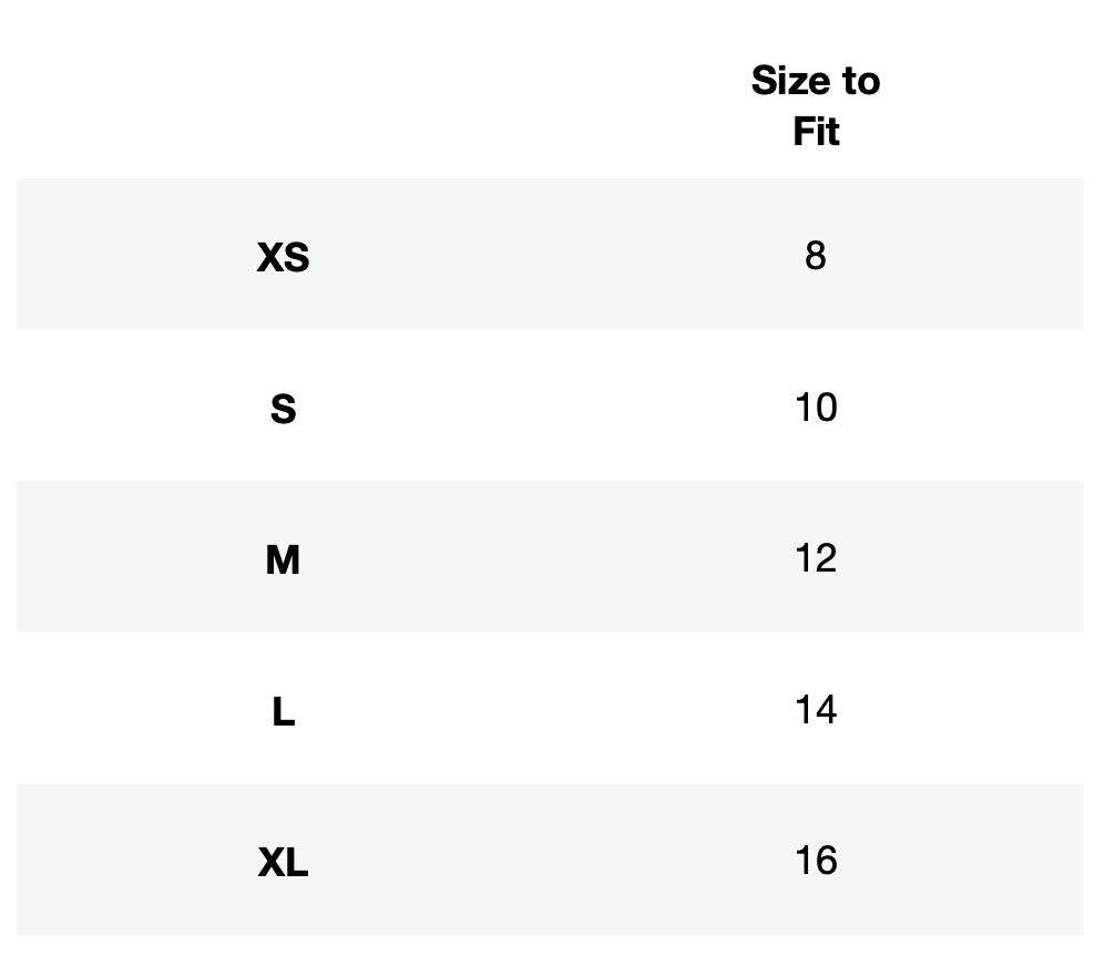 Size guide for WIT x Layer Performance Tank
