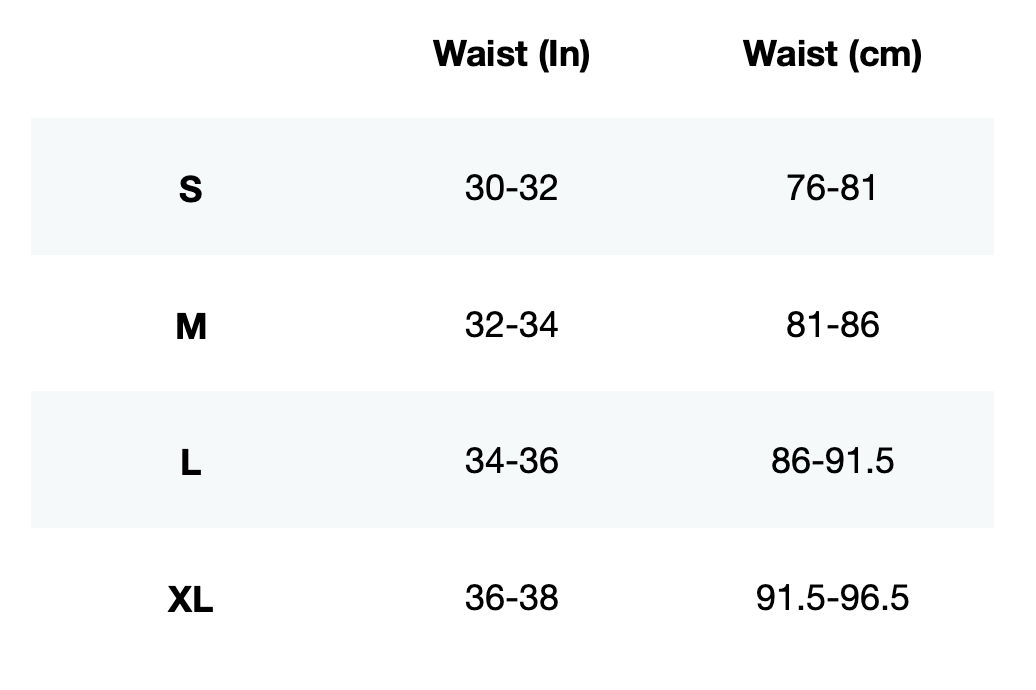 Size guide for Engage 2-in-1 Running Shorts